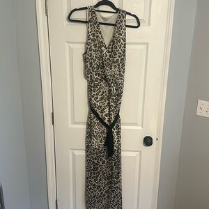 Animal plant print sleeveless maxi dress responsibility